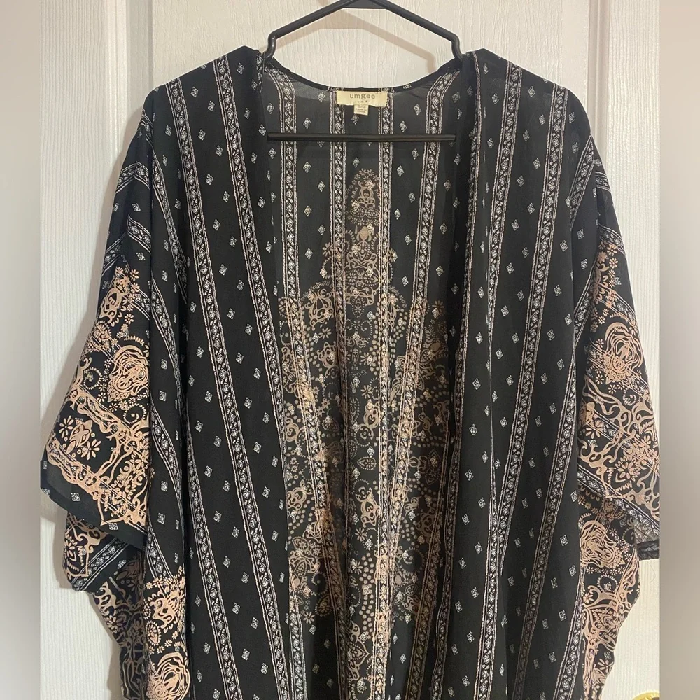 Umgee Oversized Boho Lightweight Coastal Side Slits Kimono Cardigan Size S/M - Picture 2 of 11